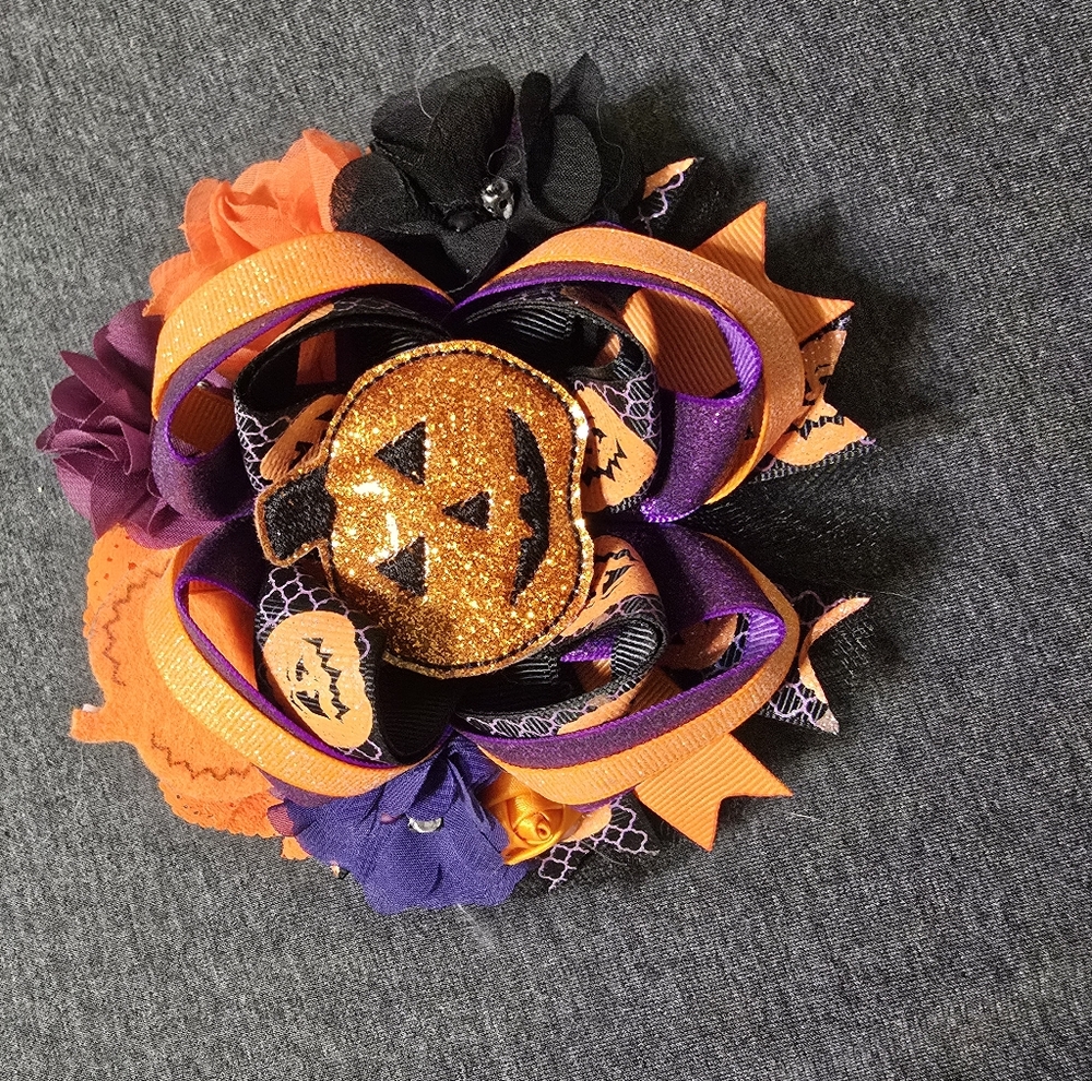 Halloween Pumpkin Hair Bow